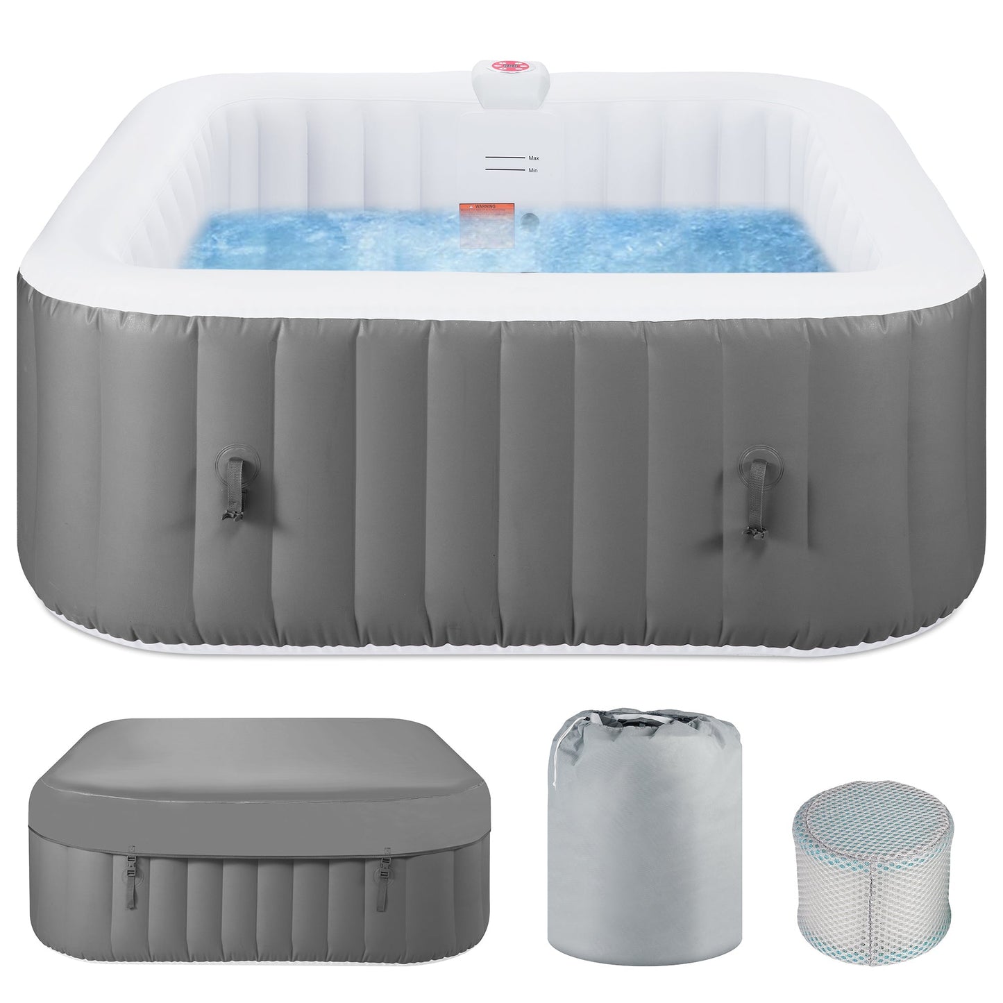 SEGMART 4-6 Person Inflatable Hot Tub Spa with 130 Jets, 73" Outdoor Spa Blow Up Hottub, Outdoor Portable Hottub with Insulated Cover, Floor Protector