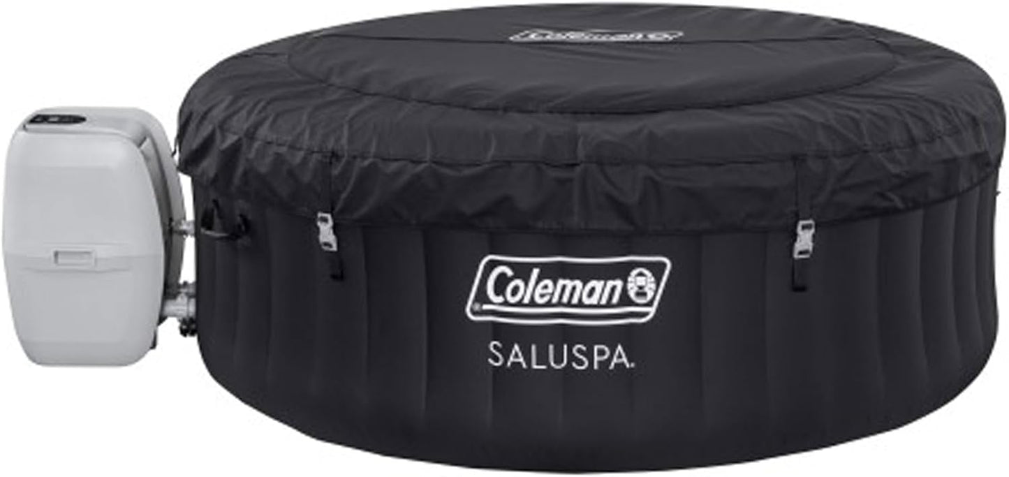 Coleman SaluSpa Miami AirJet 2 to 4 Person Round Inflatable Hot Tub Portable Outdoor Spa with 120 Soothing AirJets and Insulated Cover, Black