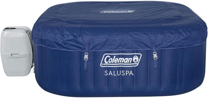 Coleman SaluSpa AirJet 4 to 6 Person Inflatable Hot Tub Square Portable Outdoor Spa with 140 Soothing AirJets and Insulated Cover, Gray