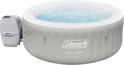 Coleman Tahiti EnergySense AirJet Inflatable Hot Tub Spa (71" x 26") | Portable Hot Tub with 2 Covers (1 Energy-Efficient Thermal Cover and 1 Standard Cover) | Fits Up to 2-4 Persons | Grey