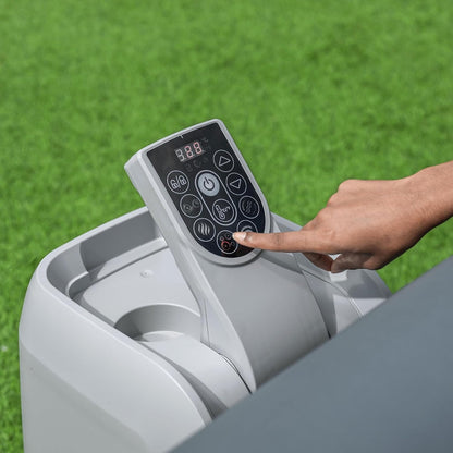 Coleman Atlantis AirJet Large Square 4 to 6 Person Inflatable Hot Tub Portable Outdoor Spa with 140 AirJets and EnergySense Cover, Blue