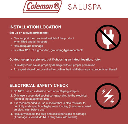 Coleman SaluSpa AirJet 4 to 6 Person Inflatable Hot Tub Square Portable Outdoor Spa with 140 Soothing AirJets and Insulated Cover, Gray