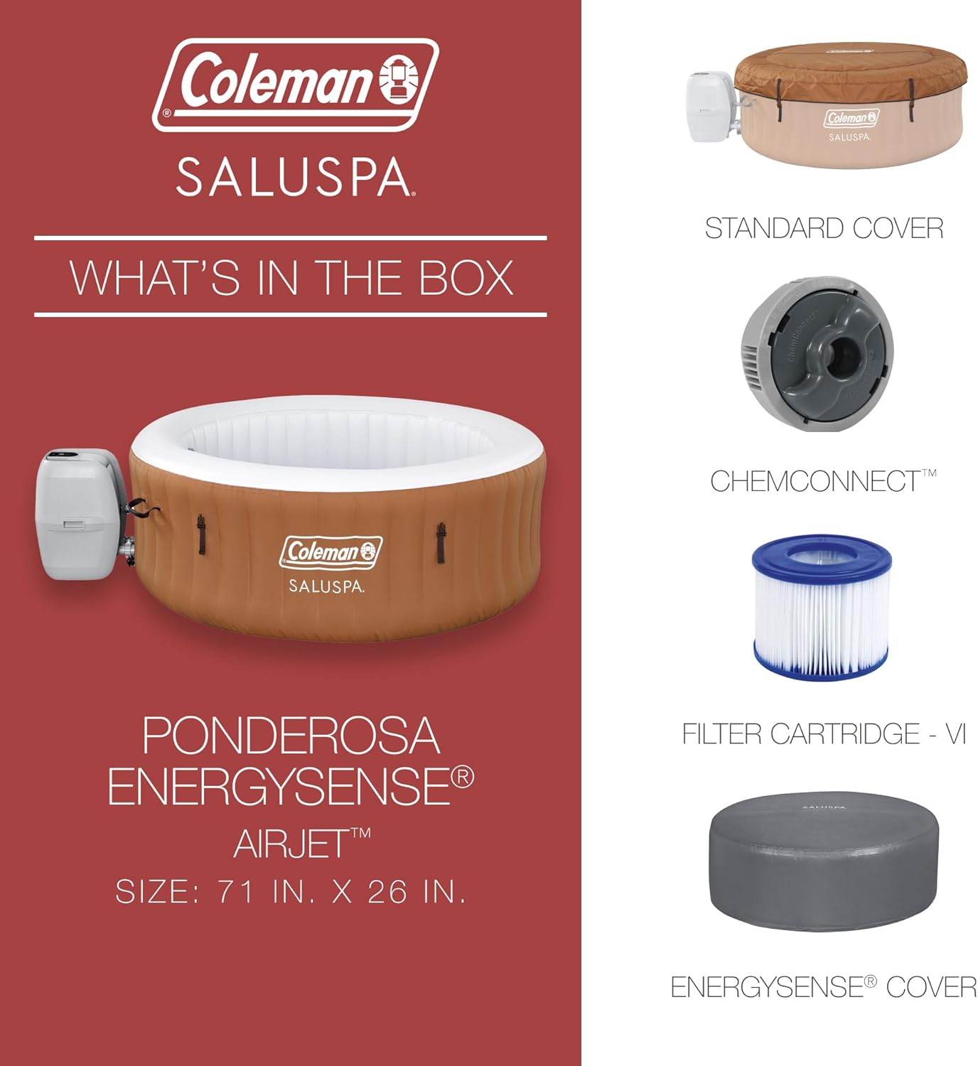 Coleman SaluSpa Miami AirJet 2 to 4 Person Round Inflatable Hot Tub Portable Outdoor Spa with 120 Soothing AirJets and Insulated Cover, Black