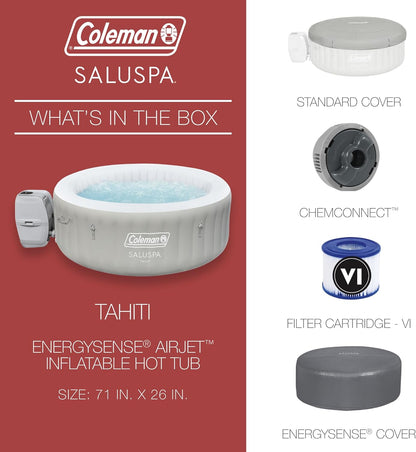 Bestway Coleman Palm Springs 4 to 6 Person EnergySense Smart AirJet Plus Inflatable Hot Tub Outdoor Spa with 140 AirJets and Insulated Cover