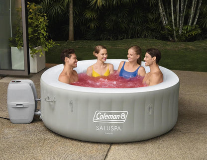 Bestway Coleman Palm Springs 4 to 6 Person EnergySense Smart AirJet Plus Inflatable Hot Tub Outdoor Spa with 140 AirJets and Insulated Cover