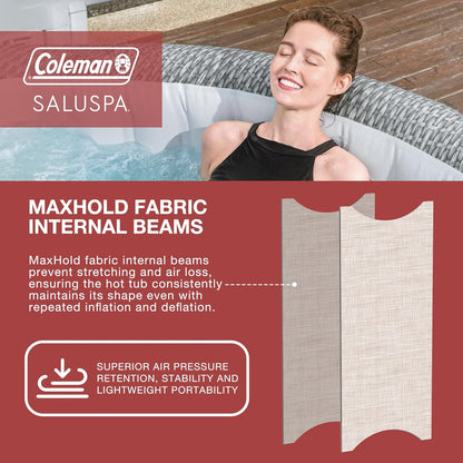 Coleman SaluSpa AirJet 7 Person Inflatable Hot Tub Round Portable Outdoor Spa with 180 Soothing AirJets and Insulated Cover, Gray, Sicily (Standard)