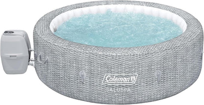 Coleman SaluSpa AirJet 7 Person Inflatable Hot Tub Round Portable Outdoor Spa with 180 Soothing AirJets and Insulated Cover, Gray, Sicily (Standard)