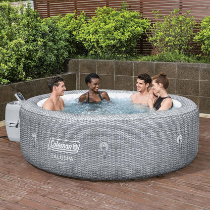 Coleman SaluSpa AirJet 7 Person Inflatable Hot Tub Round Portable Outdoor Spa with 180 Soothing AirJets and Insulated Cover, Gray, Sicily (Standard)