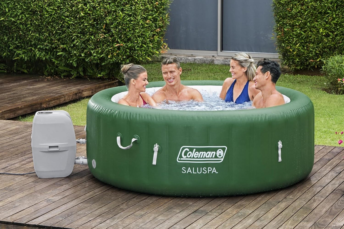 Bestway Coleman Palm Springs 4 to 6 Person EnergySense Smart AirJet Plus Inflatable Hot Tub Outdoor Spa with 140 AirJets and Insulated Cover
