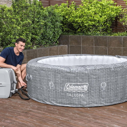 Coleman SaluSpa AirJet 7 Person Inflatable Hot Tub Round Portable Outdoor Spa with 180 Soothing AirJets and Insulated Cover, Gray, Sicily (Standard)