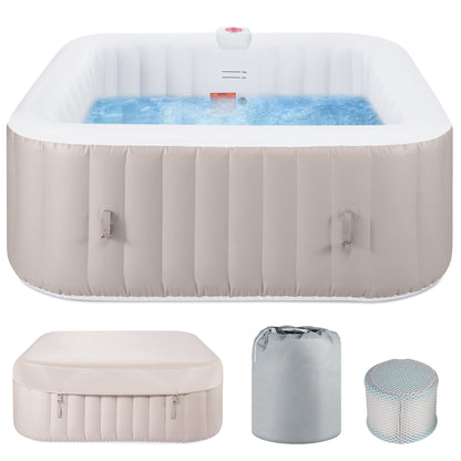 SEGMART 4-6 Person Inflatable Hot Tub Spa with 130 Jets, 73" Outdoor Spa Blow Up Hottub, Outdoor Portable Hottub with Insulated Cover, Floor Protector